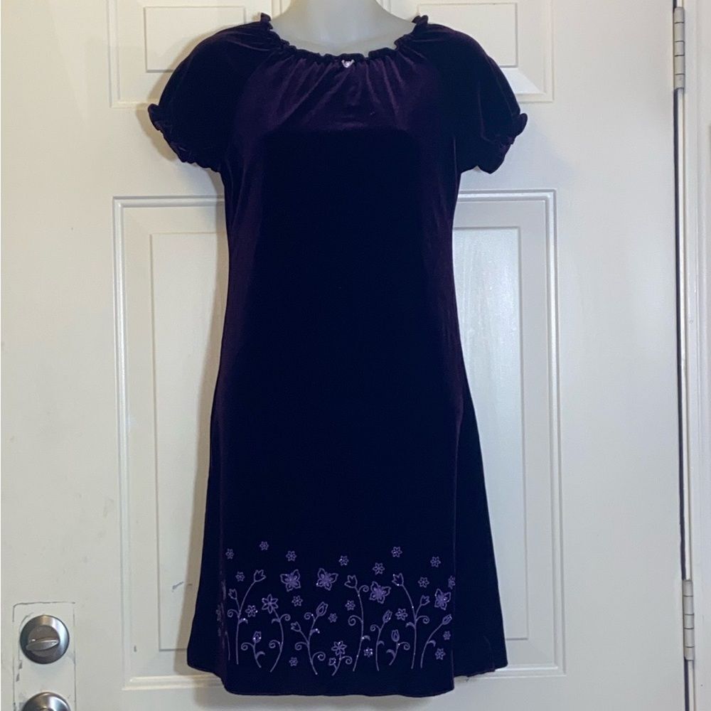 Vintage Handmade Womens Dress Burgundy Velvet Size S Approximately S - Picture 12 of 16